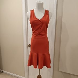 Red open back dress